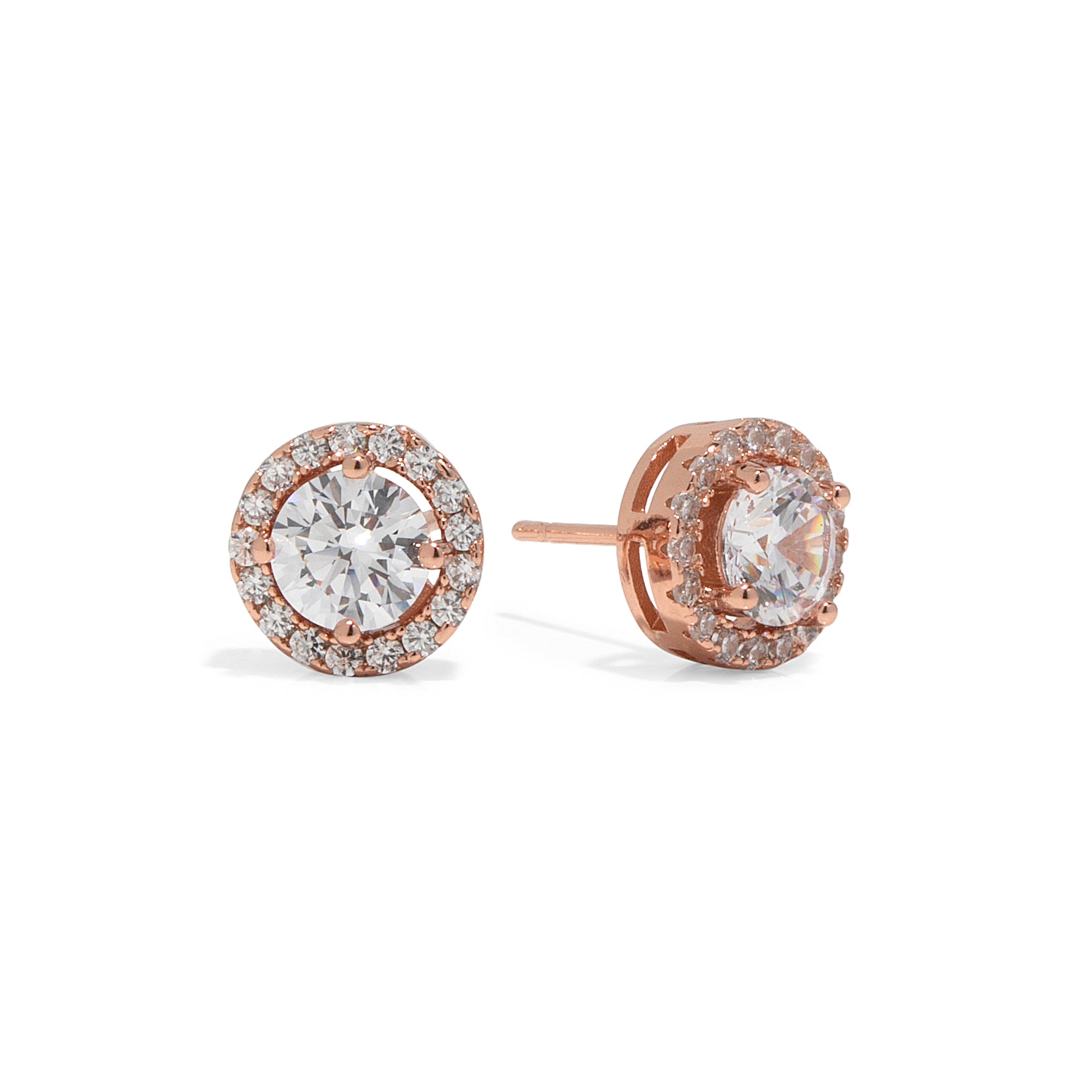 Rose Gold Victoria Diamond Simulant Earrings